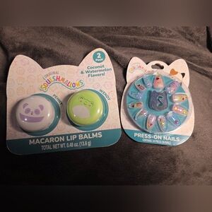Squishmallows Macaron Lip Balms & 24 Press On Nails Penny Coconut Wendy Waterm